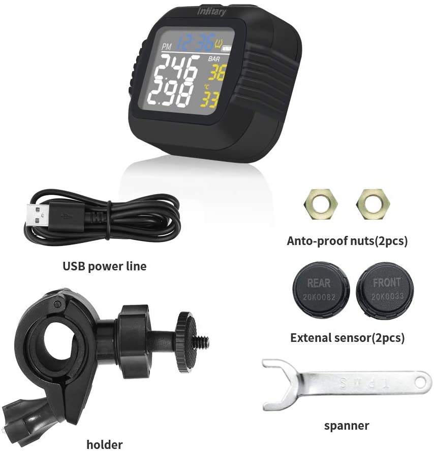Infitary Motorfiets TPMS Bande - Tire Pressure Monitor recensie en prijs