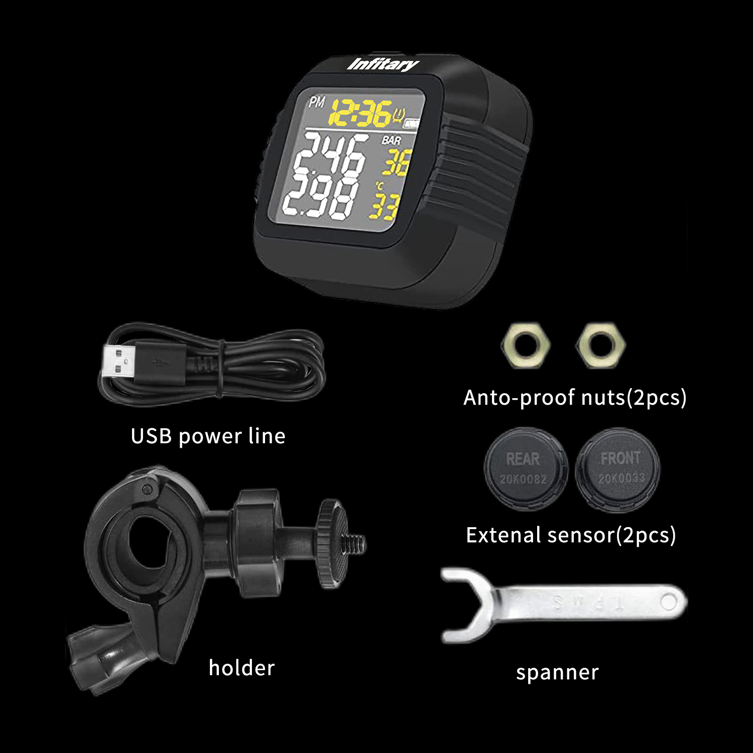 Infitary Motorfiets TPMS Bande - Tire Pressure Monitor recensie en prijs